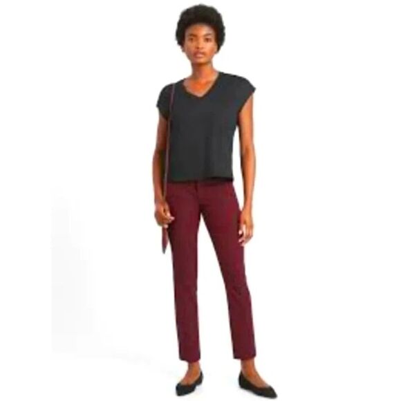 Banana Republic Pants - Banana Republic Burgundy Red Leopard Print Sloan Pants Size 6